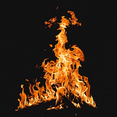 Burning Flames on Black Background