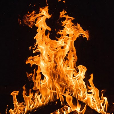 Vibrant Flames on Black Background