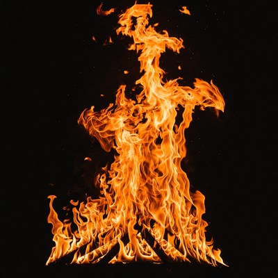 Blazing Fire Flames on Black Background