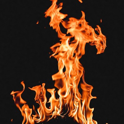 Bright orange flames on black background