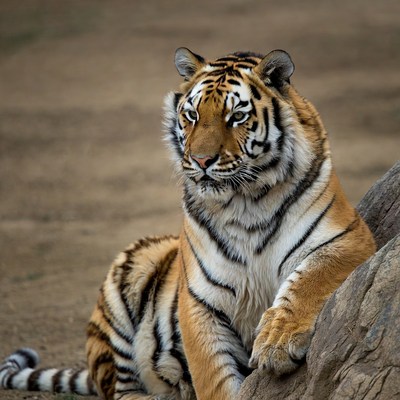 Tiger sitting on rock