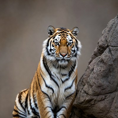 Tiger sitting on rock