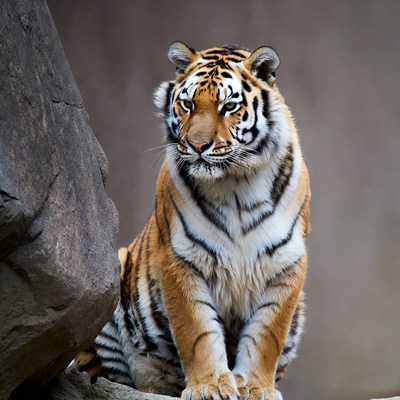 Tiger sitting on rock
