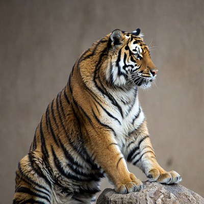 Tiger sitting on rock