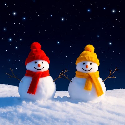 Red and Yellow Snowmen with Scarves