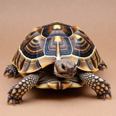 Radiated tortoise on beige background