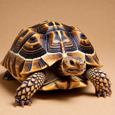 Radiated Tortoise on beige background