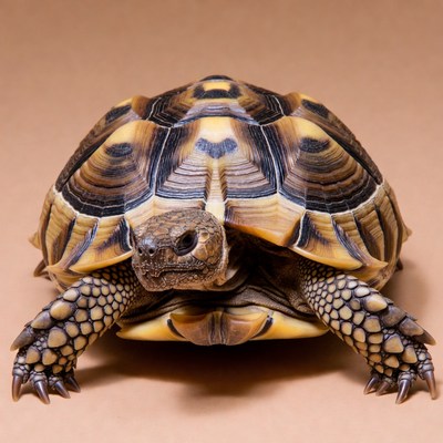 Radiated Tortoise on beige background