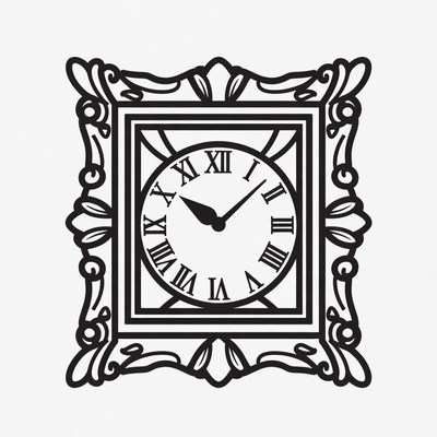 Ornate Framed Clock Illustration
