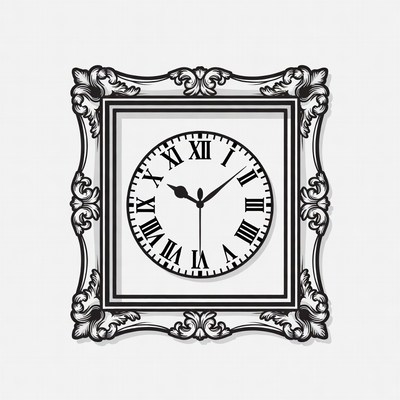 Ornate Framed Clock Illustration
