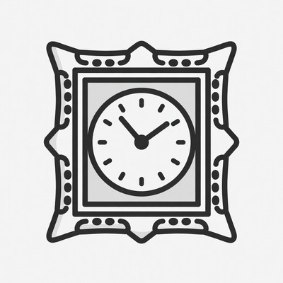 Ornate Framed Clock Illustration