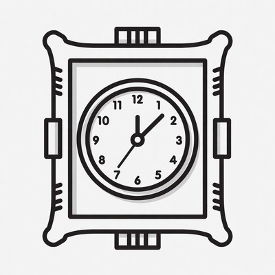 Ornate Wall Clock Illustration