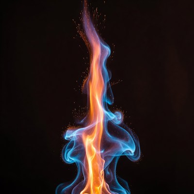 Blue and Orange Flame Burst