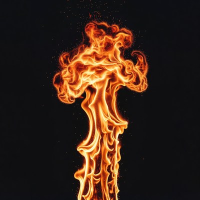 Exploding Fire Burst on Black Background