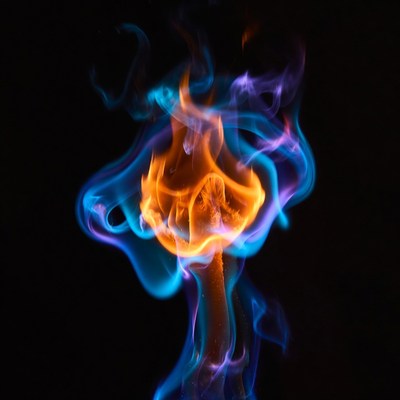 Blue and Orange Fiery Mushroom Flame