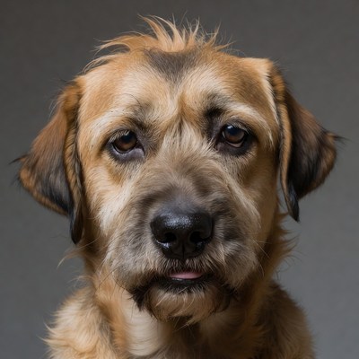 Sad brown mixed breed dog