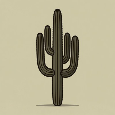 Cartoon Cactus on Beige Background