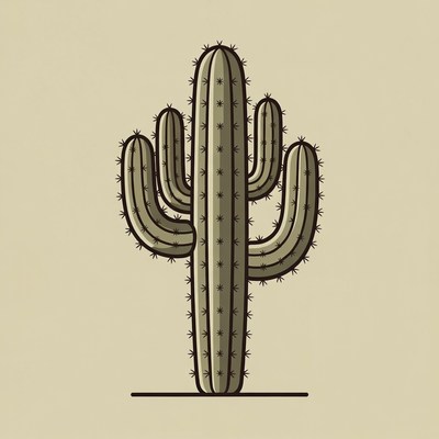Tall cactus illustration isolated background