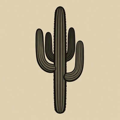 Tall cactus illustration on beige background
