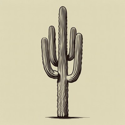 Tall Saguaro Cactus Illustration