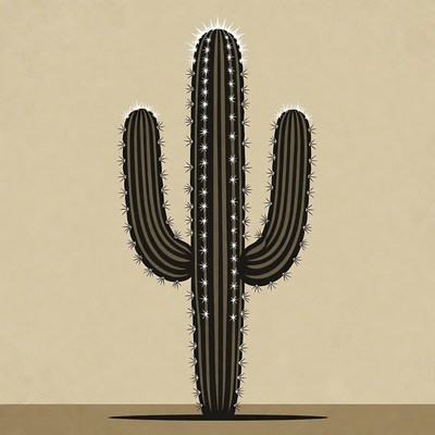Tall Spiny Cactus Illustration