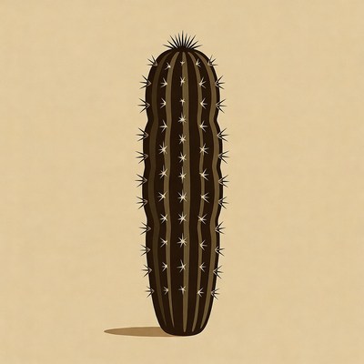 Tall Spiny Cactus Illustration