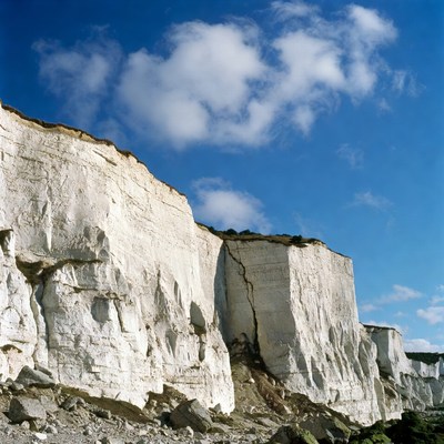 White Chalk Cliffs and Blue Sky