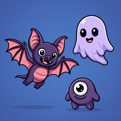 Cute Bat Ghost Eye Monster Illustration