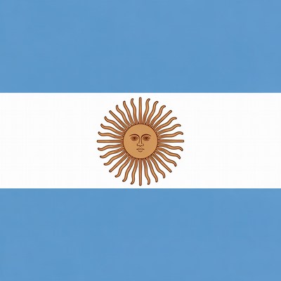 Argentine Flag with Sun of May