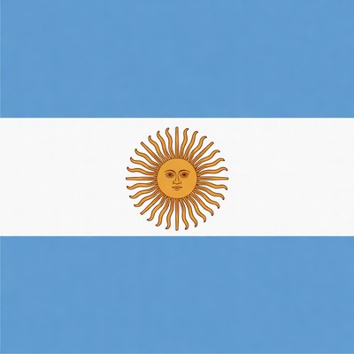 Argentine Flag with Sun of May