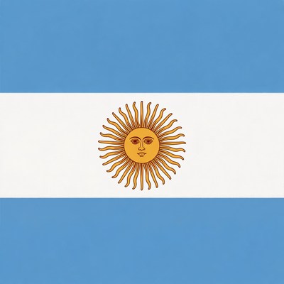 Argentine Flag with Sun of May