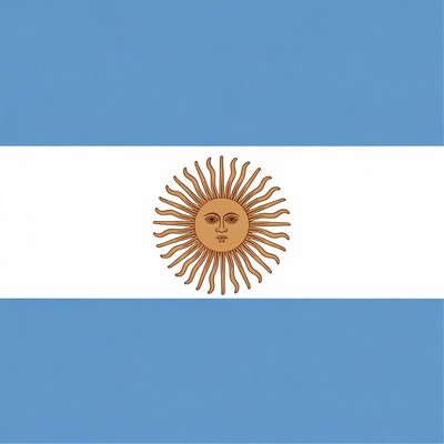 Argentine Flag with Sun of May