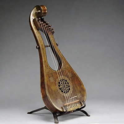Vintage lyre on metal stand