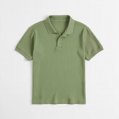 Green ribbed polo shirt