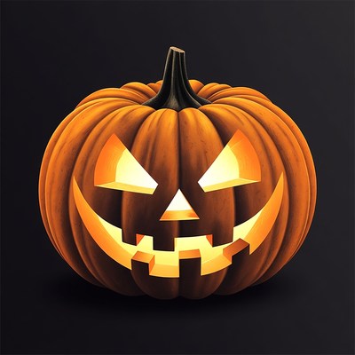 Jack-o'-lantern pumpkin on black background