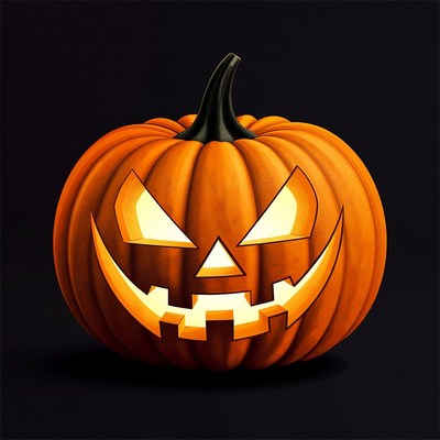 Jack-o'-lantern pumpkin on black background