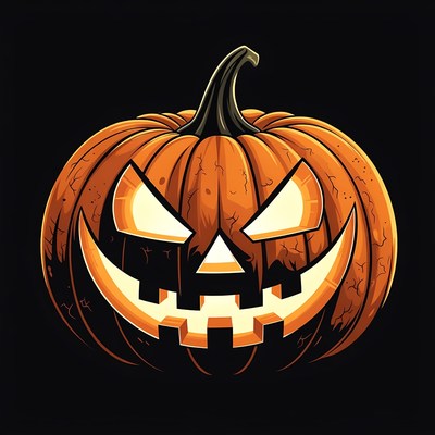 Jack-o'-lantern pumpkin on black background