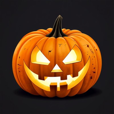Jack-o'-lantern pumpkin on black background