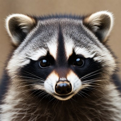 Close-up raccoon face