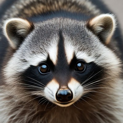 Close-up raccoon face