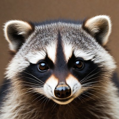 Closeup of cute raccoon face