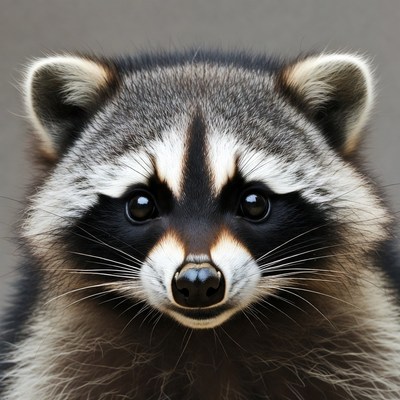 Close-up of cute raccoon face
