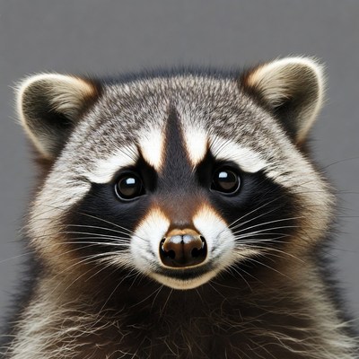 Cute raccoon close-up portrait