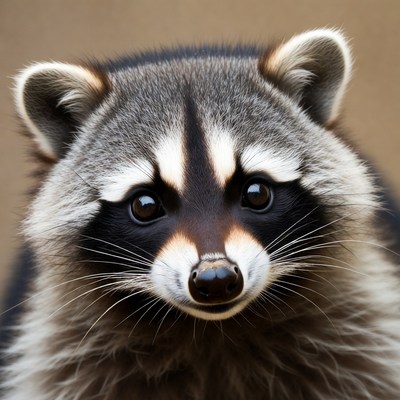 Close-up raccoon face