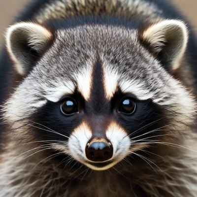 Close-up raccoon face
