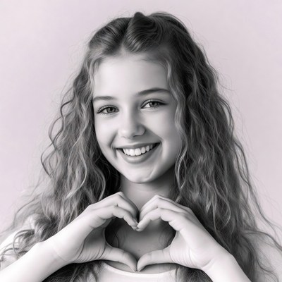 Girl making heart hands