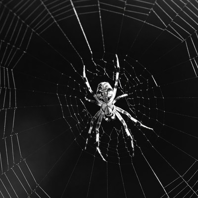 Spider in intricate web
