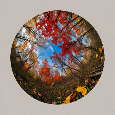 Autumn Trees Fisheye View