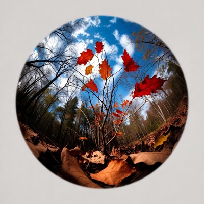 Circular Fisheye Autumn Maple Forest