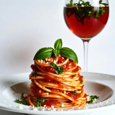 Spaghetti with Tomato Sauce and Red Wine